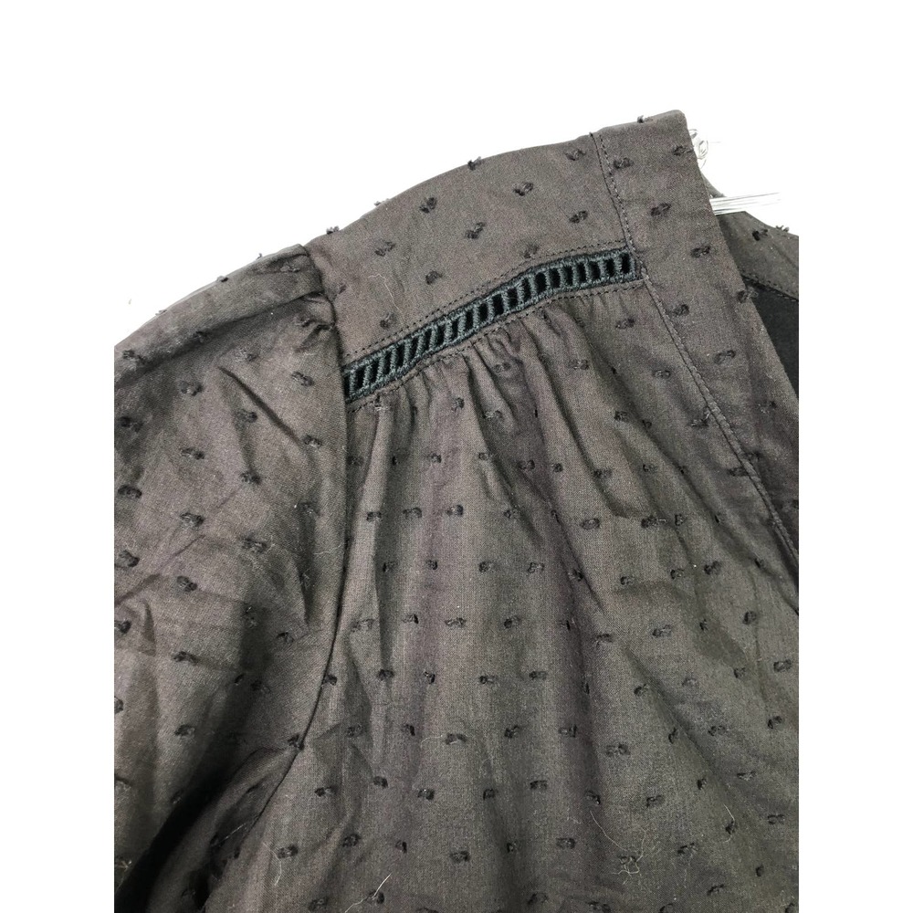 Gibson Look Textured Top with Puffy‎ Short Sleeves, Black, Sz L - Picture 3 of 6